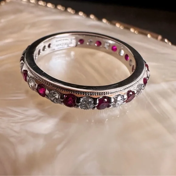 Tacori IV Ruby Eternity Band Ring Epiphany Size 6 simulated Diamonique QVC CZ - Picture 3 of 5